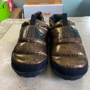 The North Face Nuptse Mule Slippers Metallic Bronze Gold Down Insulated